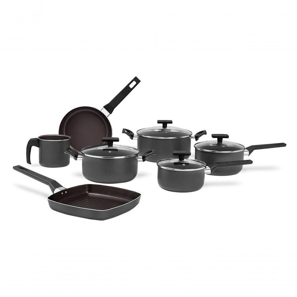 Conjunto De Panelas 7 Peças Antiaderente Mineral Resist Cinza Linha Ceramic Life Preserve Cinza - 1