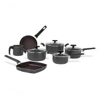 Conjunto De Panelas 7 Peças Antiaderente Mineral Resist Cinza Linha Ceramic Life Preserve Cinza - 1