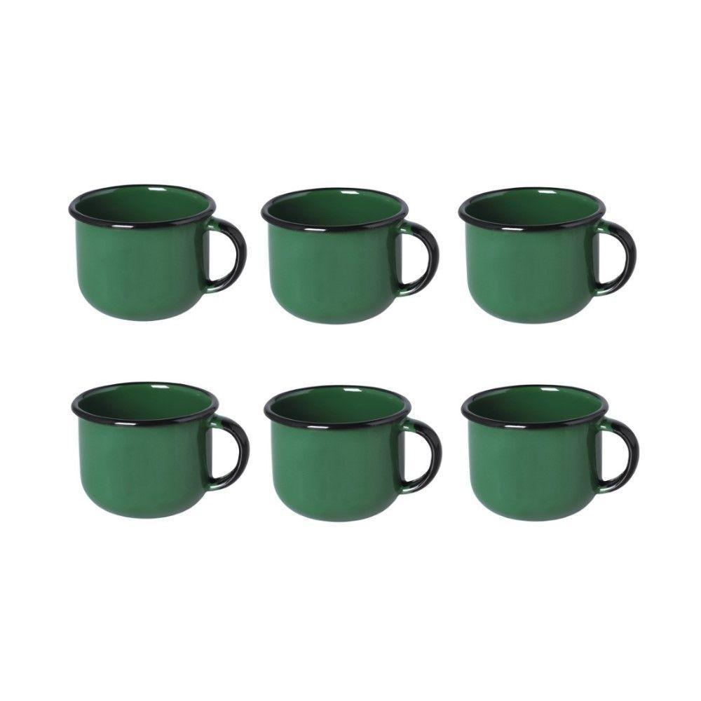 Jogo De Xícara De Cafezinho 06 Peças Esmaltada Verde 120 Ml Ewel - 1