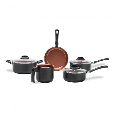 Conjunto De Panelas 5 Peças Pro-flon Antiaderente Cinza Range Linha Topázio Brinox Cinza