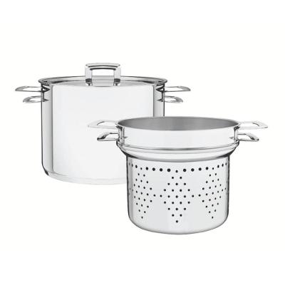 Jogo Cozi-pasta Brava Aço Inox Fundo Triplo 20cm 4,6L com Tampa e Alças Tramontina