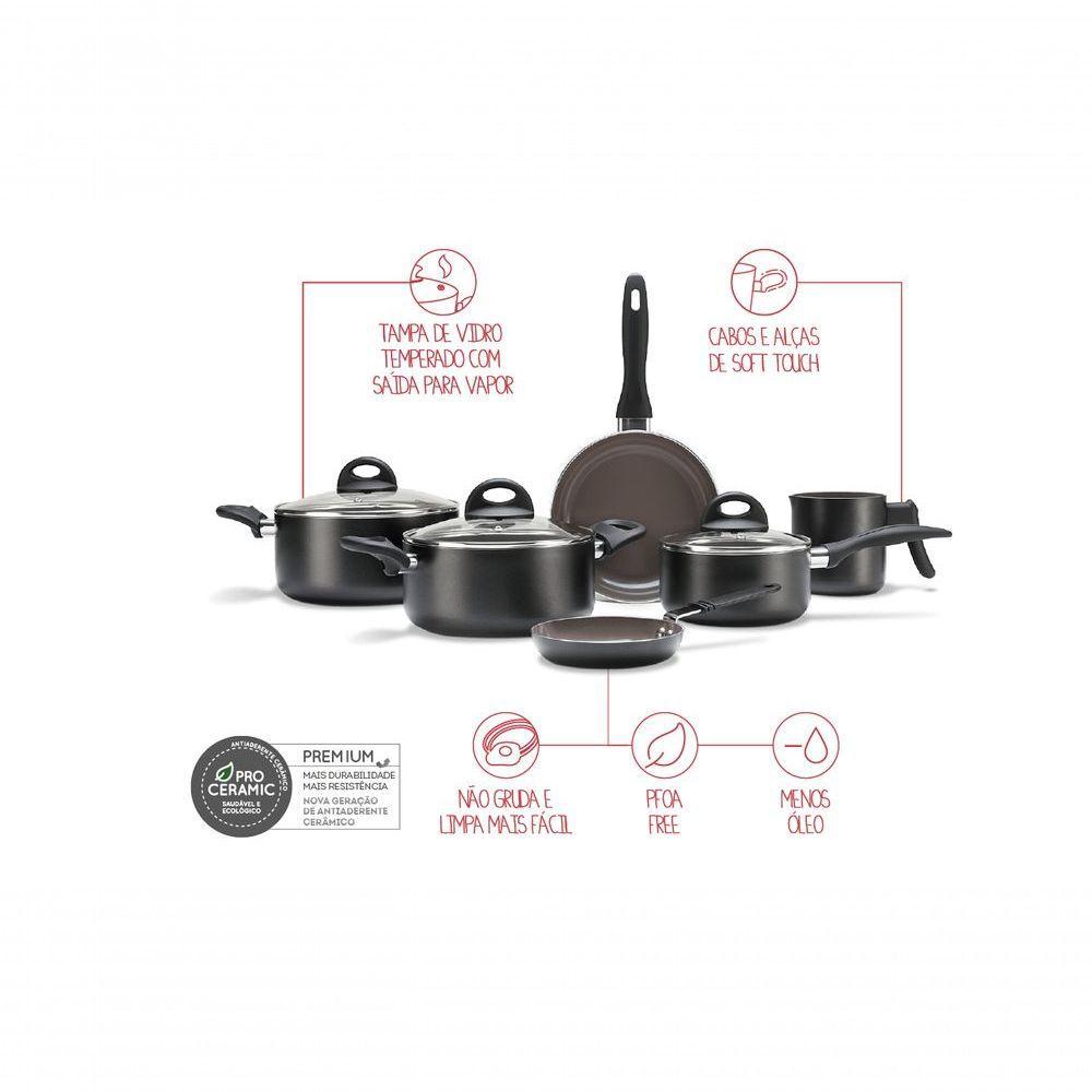 Jogo De Panelas 6 Peças - Ceramic Life Smart Plus Brinox Preto Brinox - 4