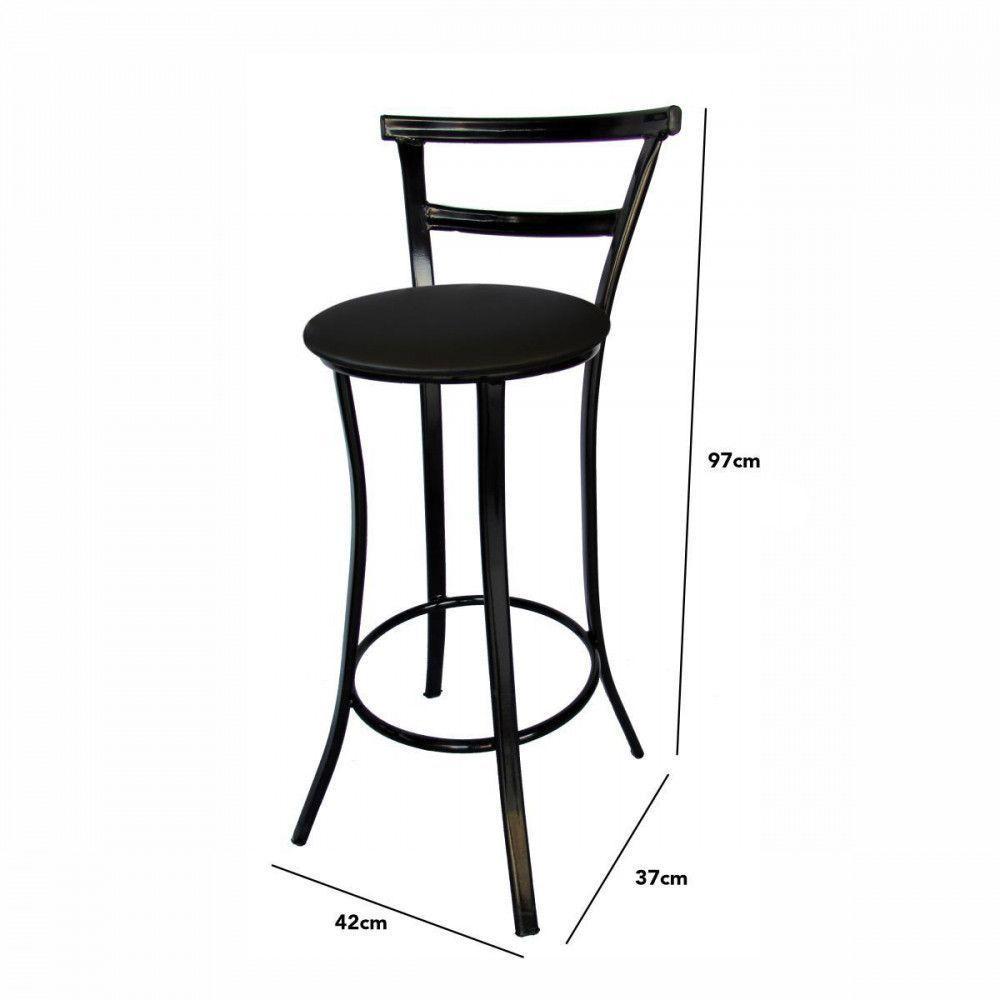 Banqueta Bar Prime 97cm X 42cm X 37 Cm Aço Preto Utilaço Preto - 2