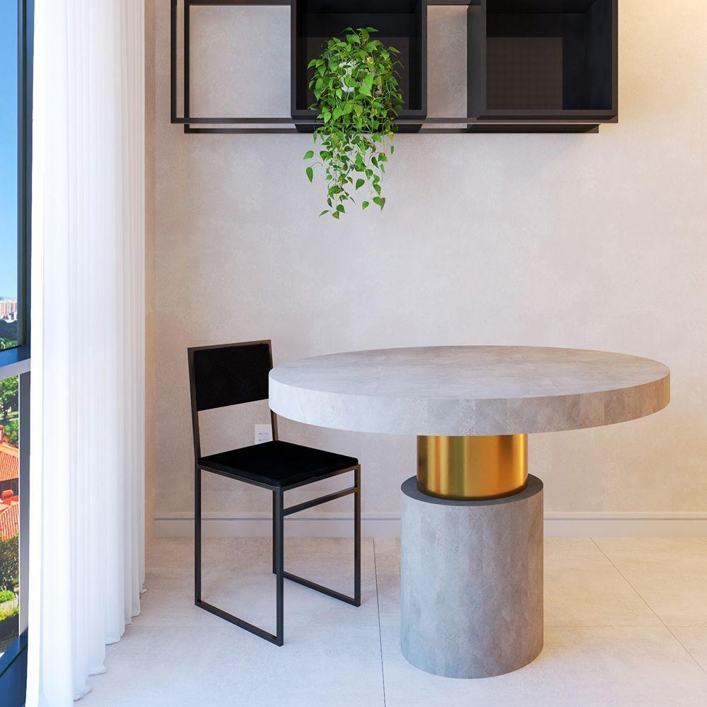 Cadeira De Jantar Industrial Assento Estofado Veludo Preto Isa - Preto - 3