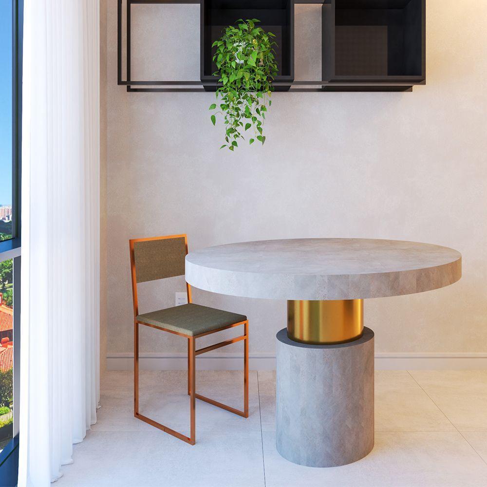 Cadeira De Jantar Industrial Isa Assento Estofado Veludo Marrom Base Cobre - Marrom - 3