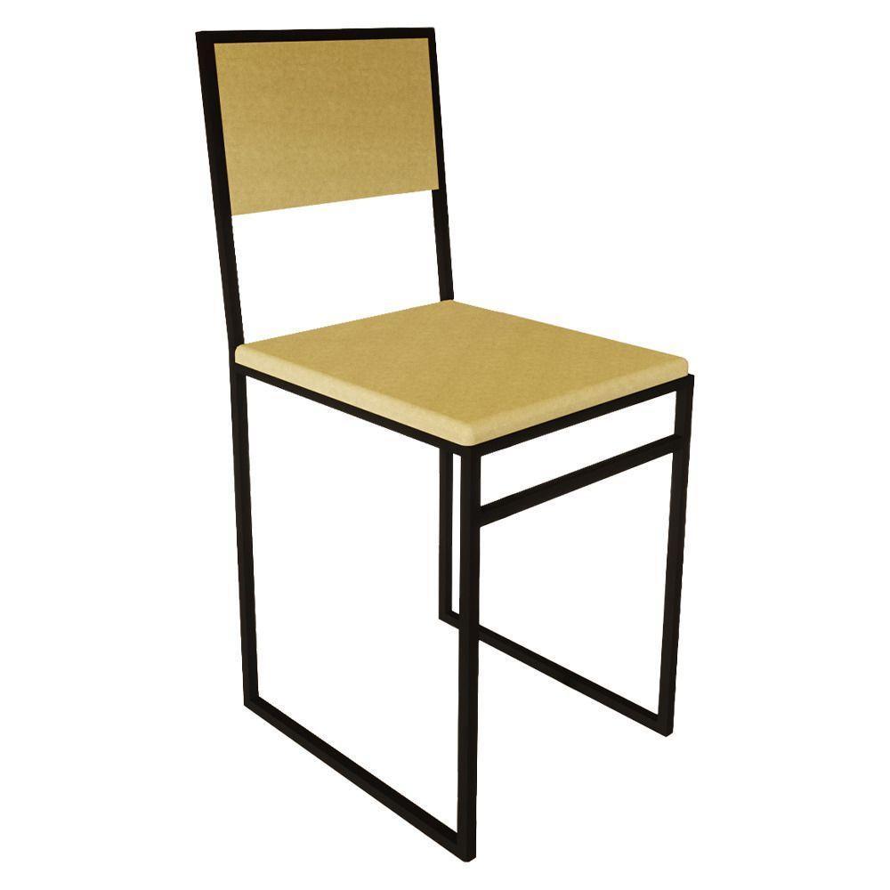 Kit 2 Cadeiras De Jantar Industrial Assento Estofado Veludo Bege Isa - Bege - 4