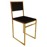 Cadeira De Jantar Industrial Isa Assento Estofado Veludo Preto Base Cobre - Preto - 1