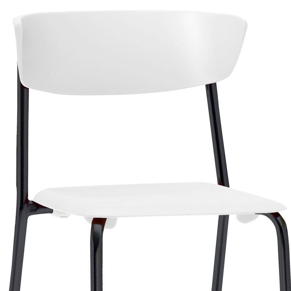 Kit 04 Cadeiras Fixa Base Preta Empilhável Bit F02 Branco - 2