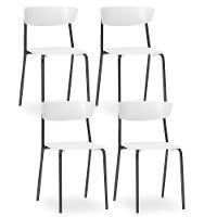 Kit 04 Cadeiras Fixa Base Preta Empilhável Bit F02 Branco - 1