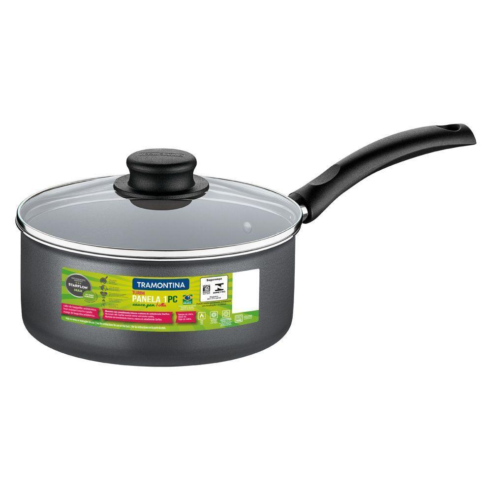 Panela Antiaderente Com Tampa De Vidro 18 Cm 2l Turim Grafite Tramontina - 3