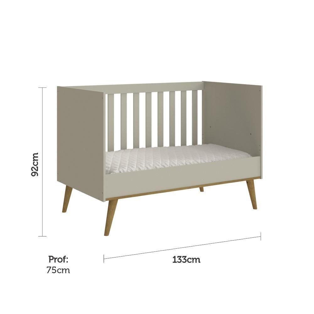 Berço Americano 3 Em 1 Retro Ludmila Off White Com Bétula Carolina Baby - 5