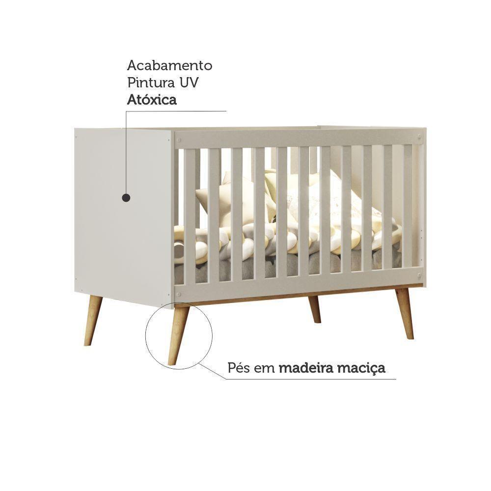 Berço Americano 3 Em 1 Retro Ludmila Off White Com Bétula Carolina Baby - 8