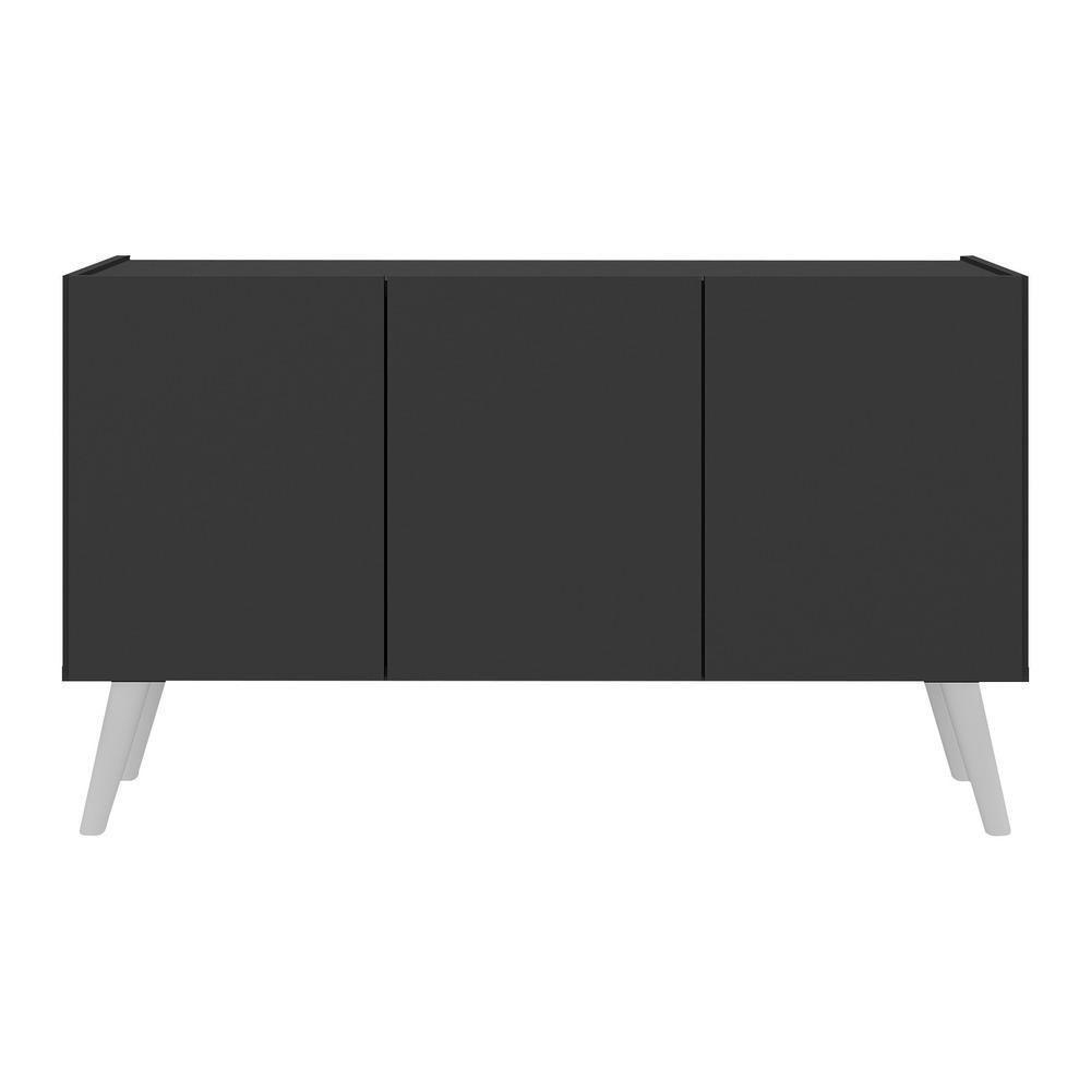 Rack Retrô Para Tv Até 32 Polegadas Com 3 Portas Multimóveis Mp1067 Preto Branco - 5