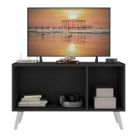 Rack Retrô Para Tv Até 32 Polegadas Com 3 Portas Multimóveis Mp1067 Preto Branco - 3
