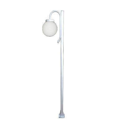 Poste Luminária Globo P Braço Curvo Baixo Jardim Branco 2mt