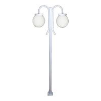 Poste Luminária Globo G Duplo Braço Curvo Baixo Branco 300cm - 1