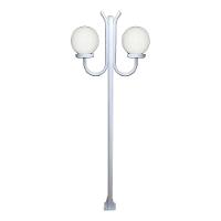 Poste Luminária Globo P Duplo Braço Curvo Cima Branco 300cm - 1