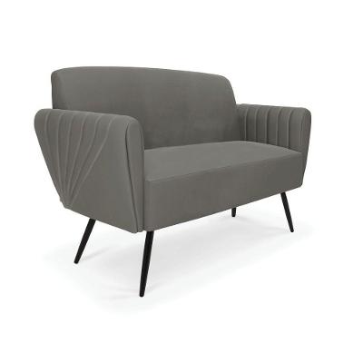 Sofá Namoradeira Pés Palito De Ferro Bruna Suede Grafite - D\'rossi