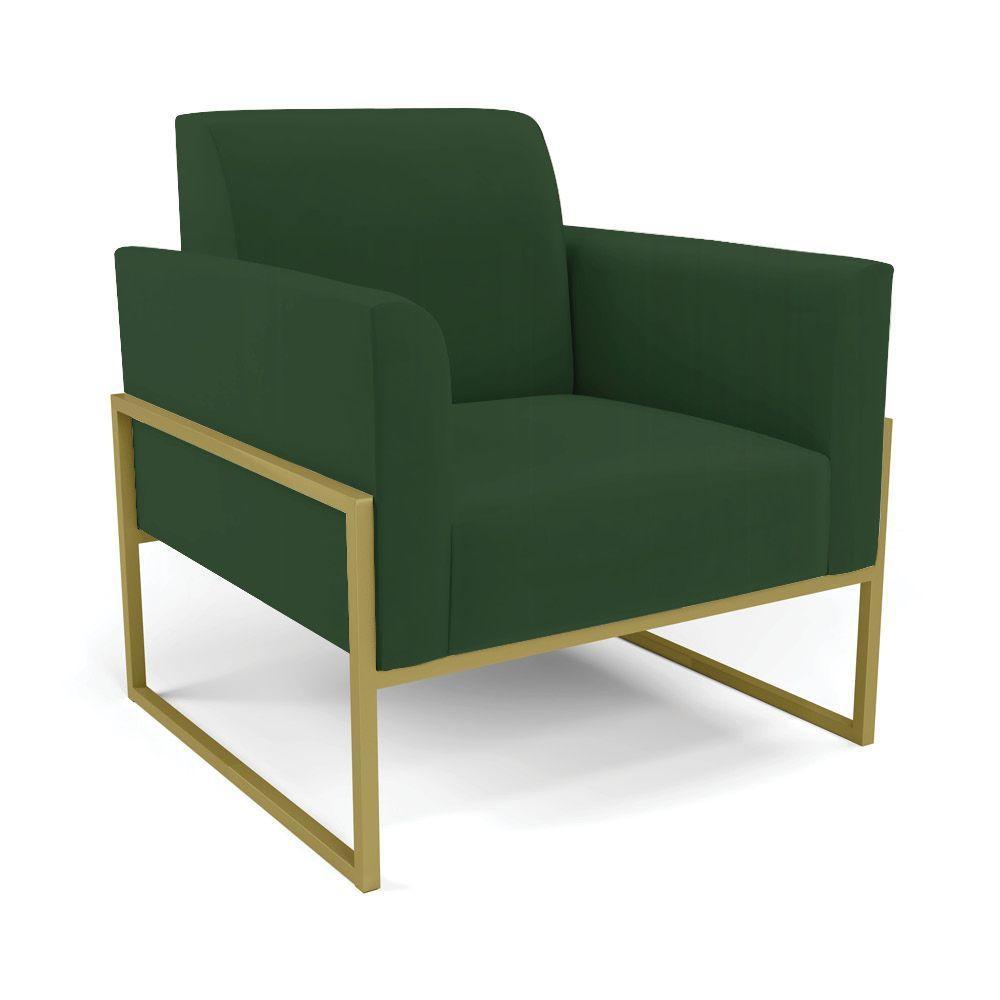 Sofá Namoradeira Com Poltrona Base Industrial Alta Dourado Marisa Veludo Verde D03 - D\'rossi - 5
