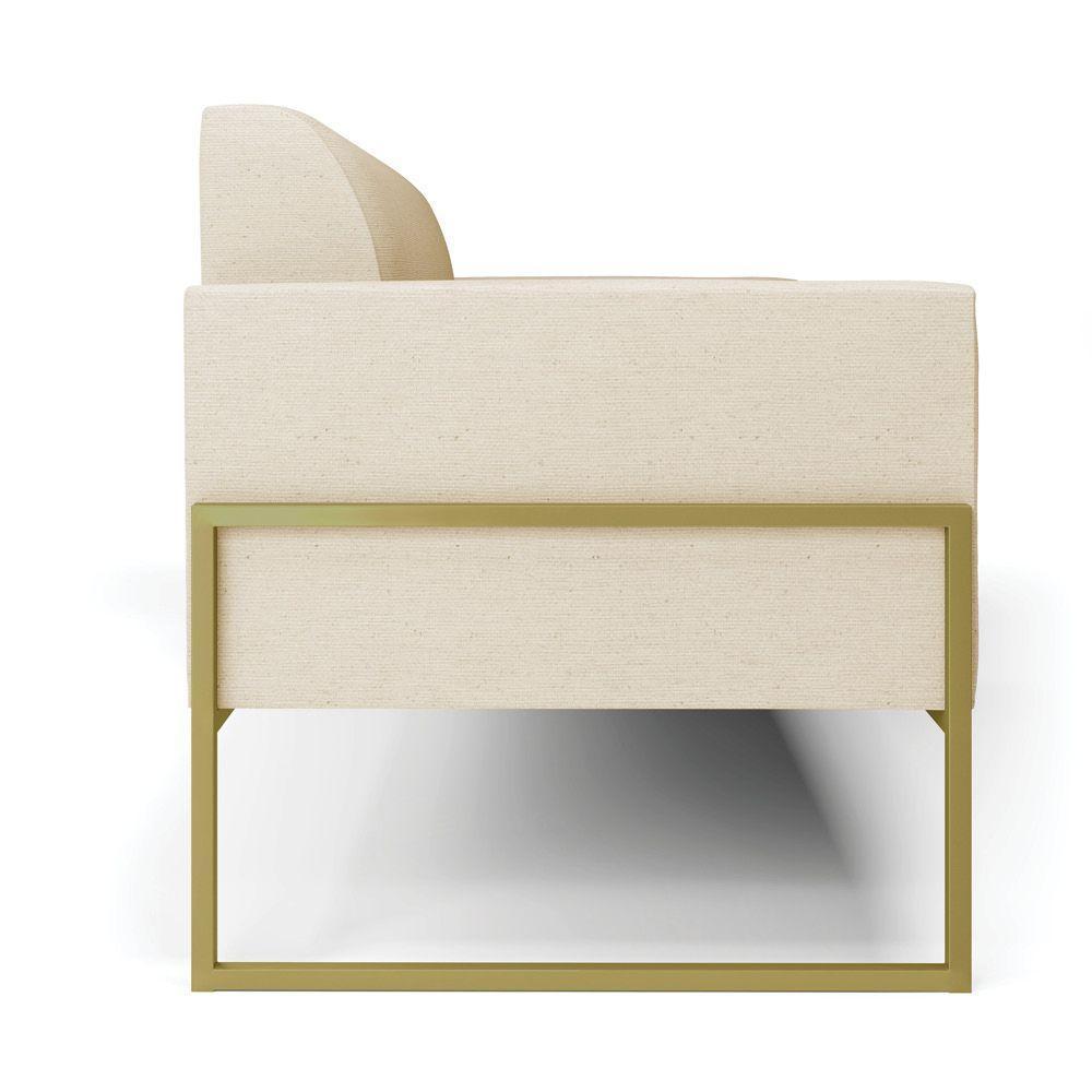 Sofá Namoradeira Base Industrial Alta Dourado Marisa Linho Bege A19 D03 - D\'rossi - 2
