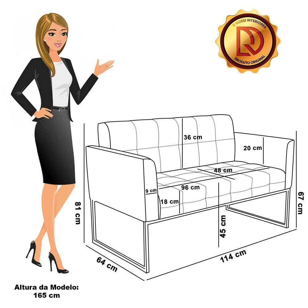 Kit 1 Sofá Namoradeira E 1 Poltrona Suede Base Metálica Industrial Dourado - D\'rossi Cor Cinza - 2