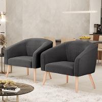 Kit 2 Poltronas Stella Bouclê Pés Palito Natural - D\'rossi Cor Grafite - 3