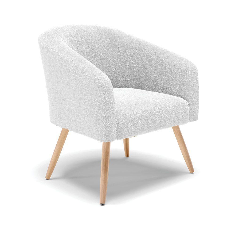 Kit 1 Sofá Namoradeira E 1 Poltrona Stella Bouclê Pés Palito Natural - D\'rossi Cor Off White - 3