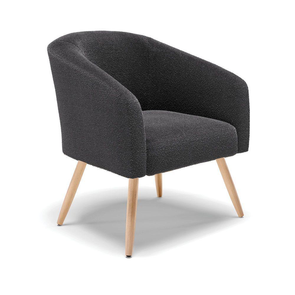 Kit 1 Sofá Namoradeira E 1 Poltrona Stella Bouclê Pés Palito Natural - D\'rossi Cor Grafite - 5