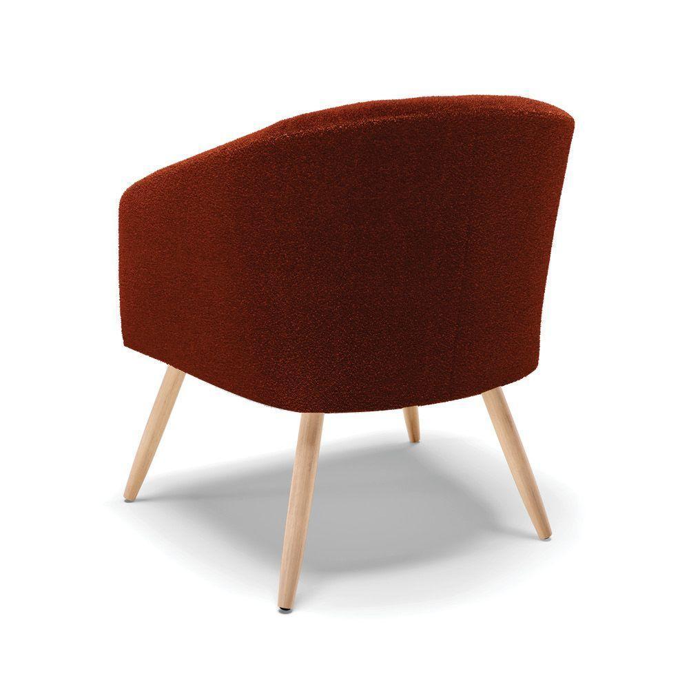 Kit 1 Sofá Namoradeira E 1 Poltrona Stella Bouclê Pés Palito Natural - D\'rossi Cor Terra - 6