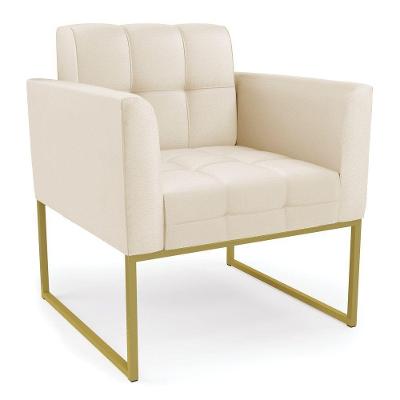 Poltrona Elisa Corino Base Metálica Industrial Dourado - D\'rossi Cor Bege