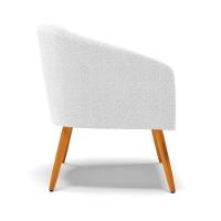 Kit 1 Sofá Namoradeira E 2 Poltronas Stella Bouclê Off White Pés Palito Castanho - D\'rossi - 6