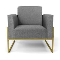 Kit 2 Poltronas Base Industrial Alta Dourado Marisa Linho Grafite A26 D03 - D\'rossi