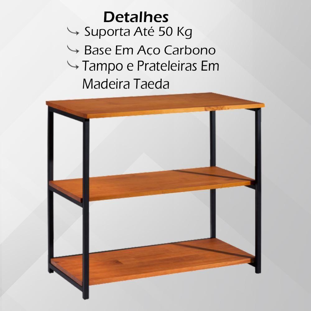 Aparador Para Sala Base Aço Preto I21 Mell Madeira Taeda Dmobiliario Mell - 2