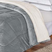 Coberdrom Pele De Carneiro Sherpa Everest Casal Padrão 01 Peça - Cinza - 2