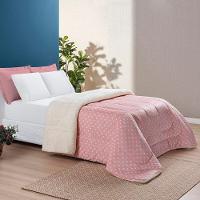 Coberdrom Estampado Sherpa E Flannel Petit Poá King 01 Peça Manta Alta 150g - Rosa - 3