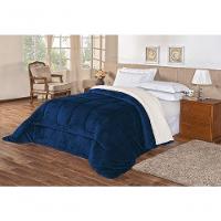 Coberdrom Pele De Carneiro Sherpa Everest Casal Padrão 01 Peça - Marinho - 1