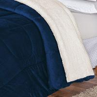 Coberdrom Pele De Carneiro Sherpa Everest Casal Padrão 01 Peça - Marinho - 2