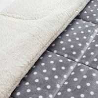 Coberdrom Estampado Sherpa E Flannel Petit Poá Queen 01 Peça Manta Alta 150g - Cinza - 3