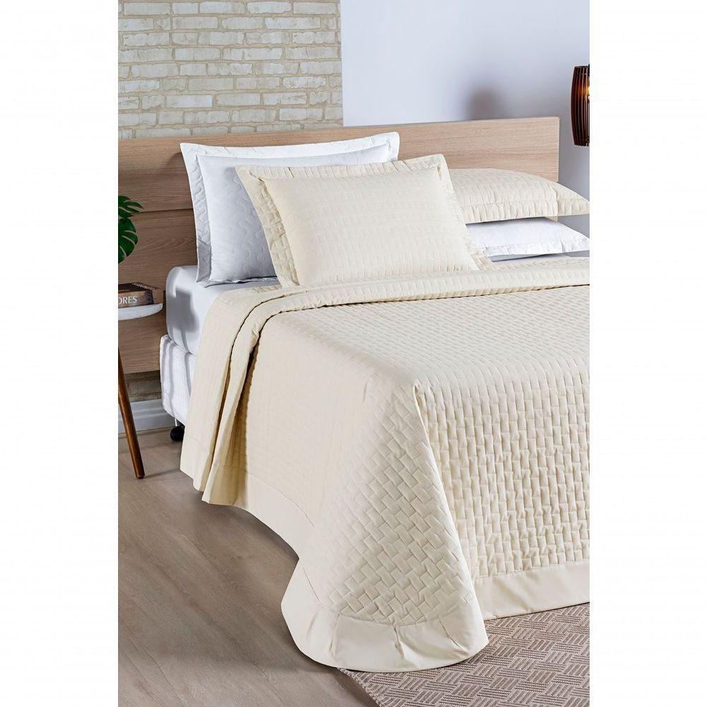 Cobre Leito Madri Percal 200 Fios 100% Algodão King 03 Peças - Palha. - 2