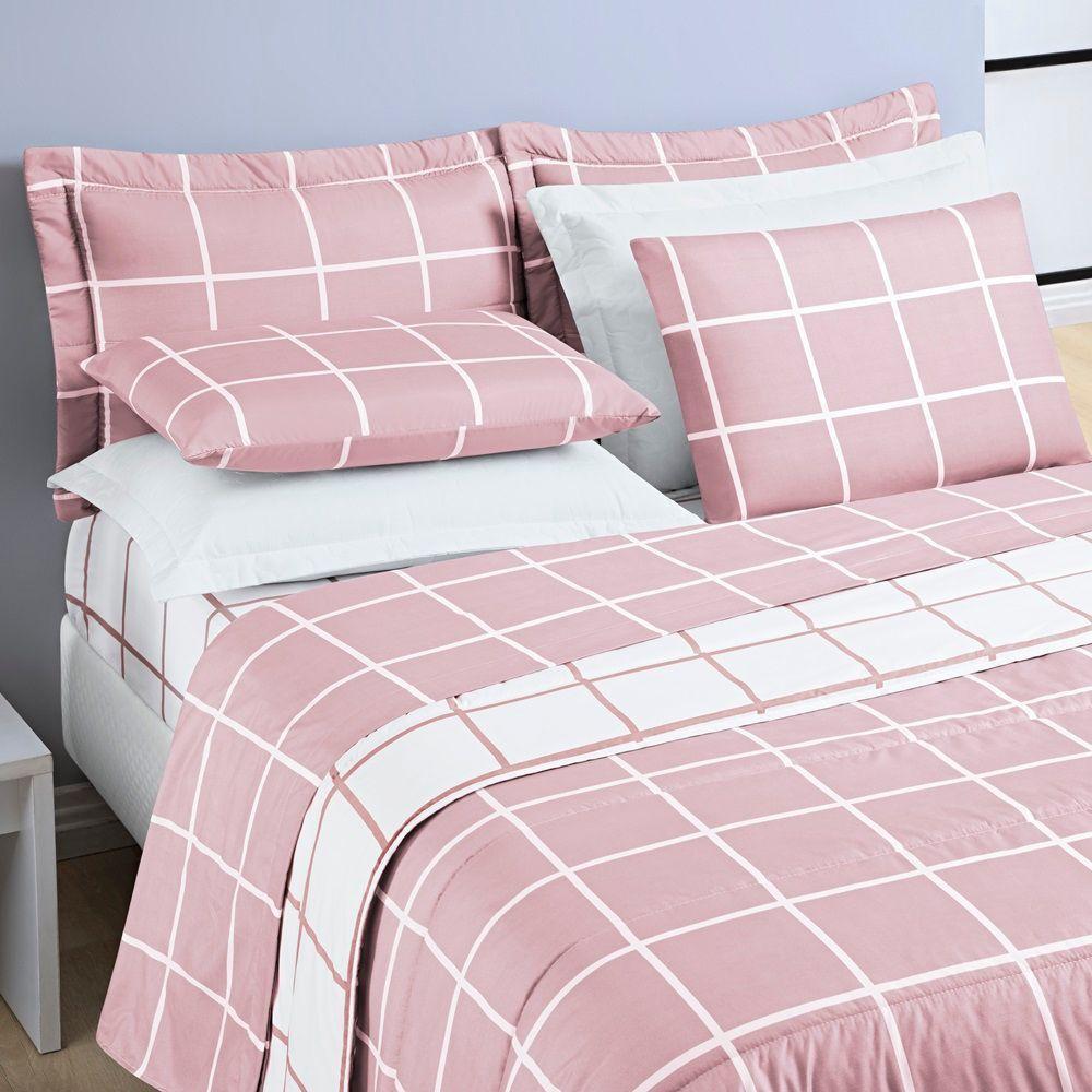 Cobre Leito 200 Fios Dupla Face Queen Austin 03 Peças - Rosa - 2