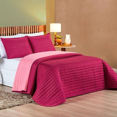 Cobre Leito 200 Fios Dupla Face Queen Colors 03 Peças - Pink - Rosa.