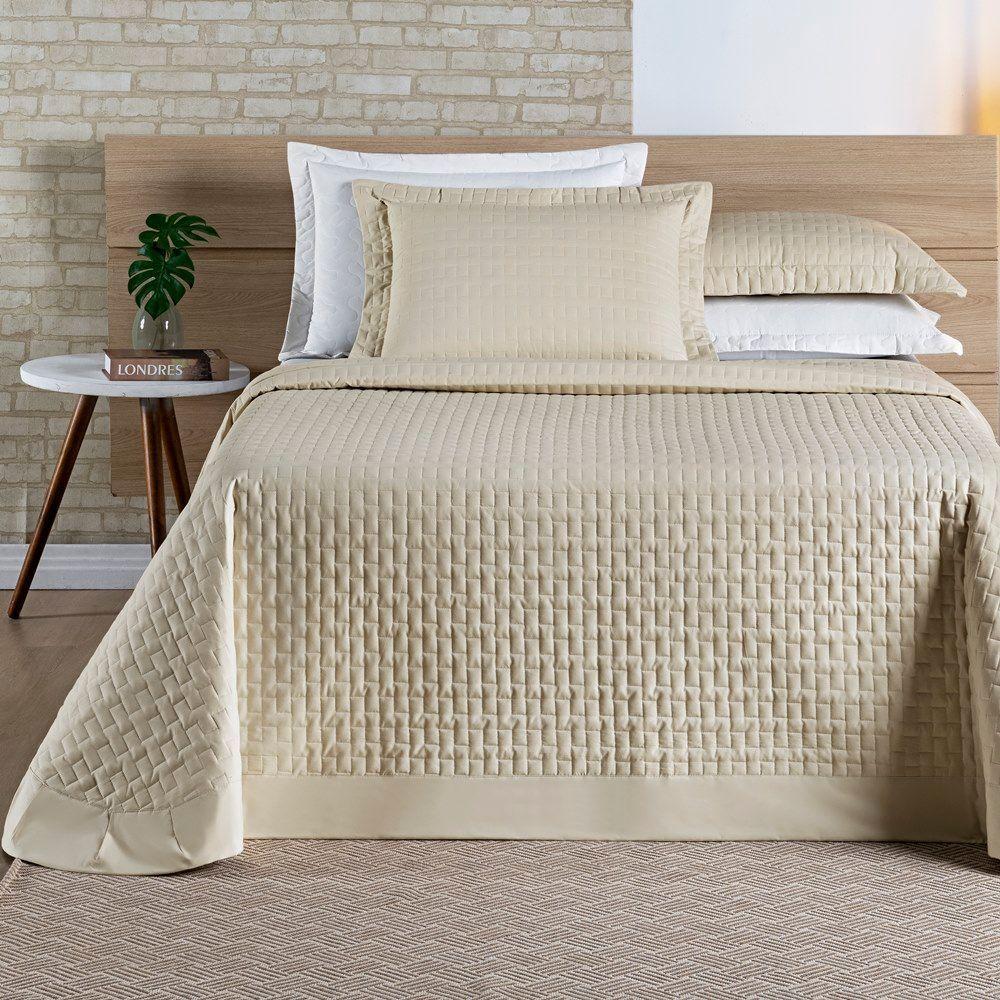 Cobre Leito Madri Percal 200 Fios 100% Algodão King 03 Peças - Caqui - 1