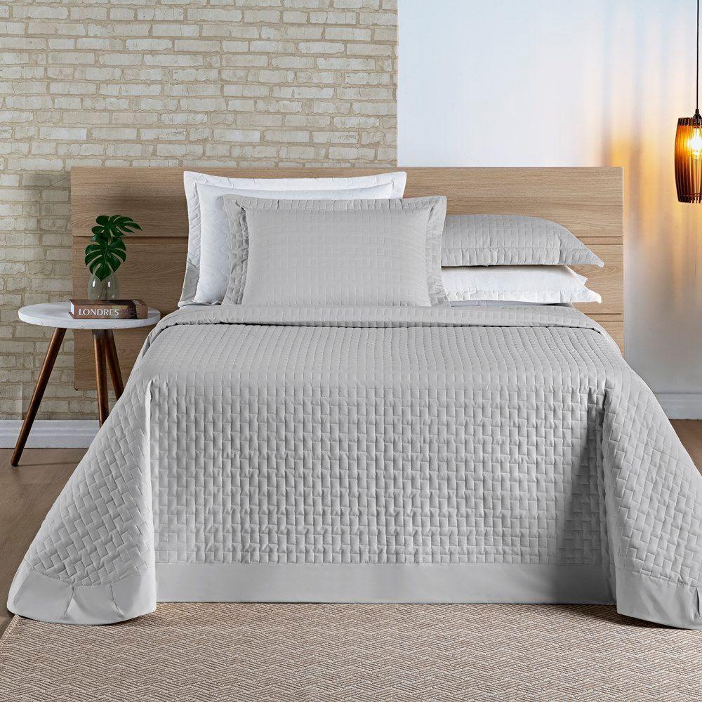 Cobre Leito Madri Percal 200 Fios 100% Algodão Queen 03 Peças - Cinza - 1