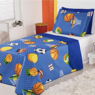 Kit Cobre Leito Dupla Face Infantil 2 Pecas - Futebol Azul