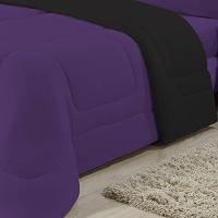 Edredom Dupla Face 100% Algodão Malha King Gran Moratta 01 Peça - Preto- Roxo - 4