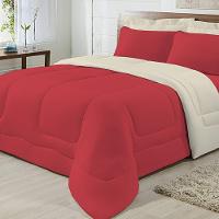 Edredom Dupla Face 100% Algodão Malha Solteiro Gran Moratta 01 Peça - Vermelho- Palha - 2
