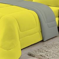 Edredom Dupla Face 100% Algodão Malha Queen Gran Moratta 01 Peça - Cinza- Amarelo - 3