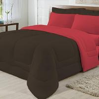Edredom Dupla Face 100% Algodão Malha Solteiro Gran Moratta 01 Peça - Marrom- Vermelho - 1
