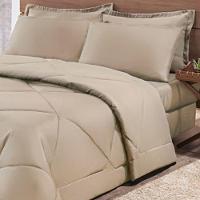 Kit Edredom + Jogo De Lençol Aconchego Look House Dupla Face Casal Queen 06 Peças - Caqui - 2