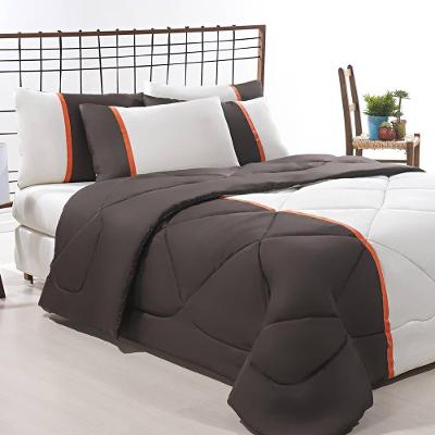 Enxoval Edredom + Jogo De Cama Queen Aconchego Premium 06 Peças - Marrom- Palha